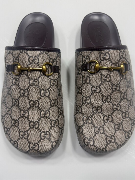 Gucci Shoes - Gucci Beige GG Supreme Canvas Horsebit Slide Mules